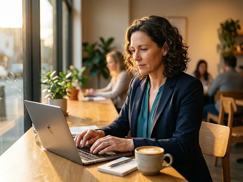 Professional working with clear focus