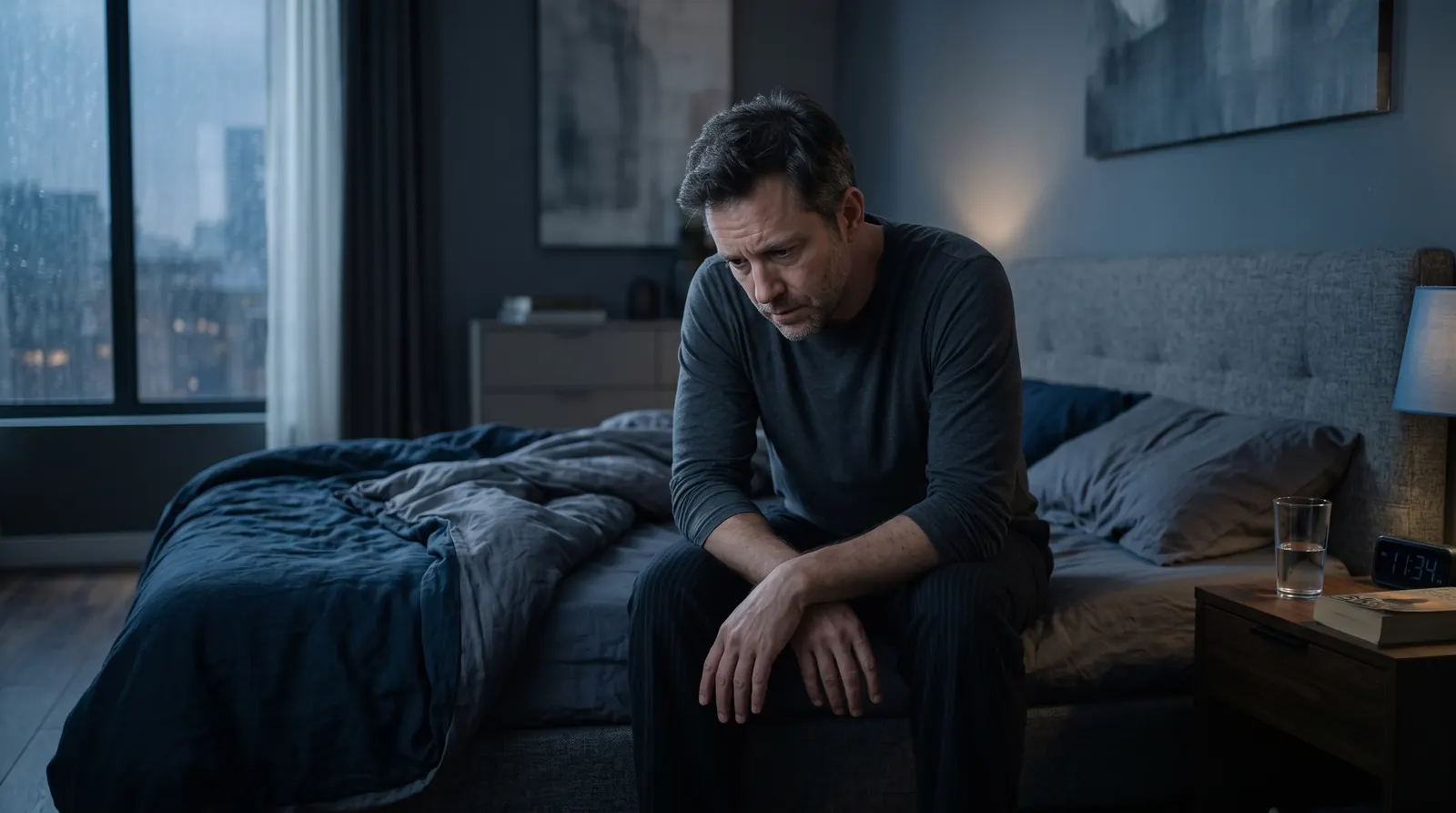 Tired man struggling with low energy
